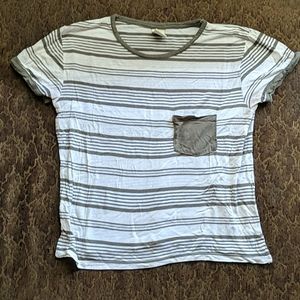 Green and white striped tee